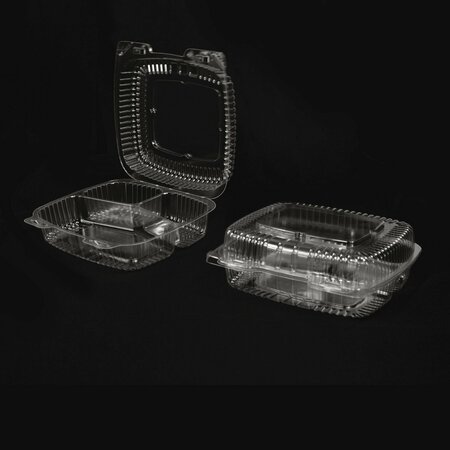 HFA Handi-Lock Three-Compartment Food Container, 8 x 3 x 8.87, Clear, Plastic, PK250 HFA 6093S-250